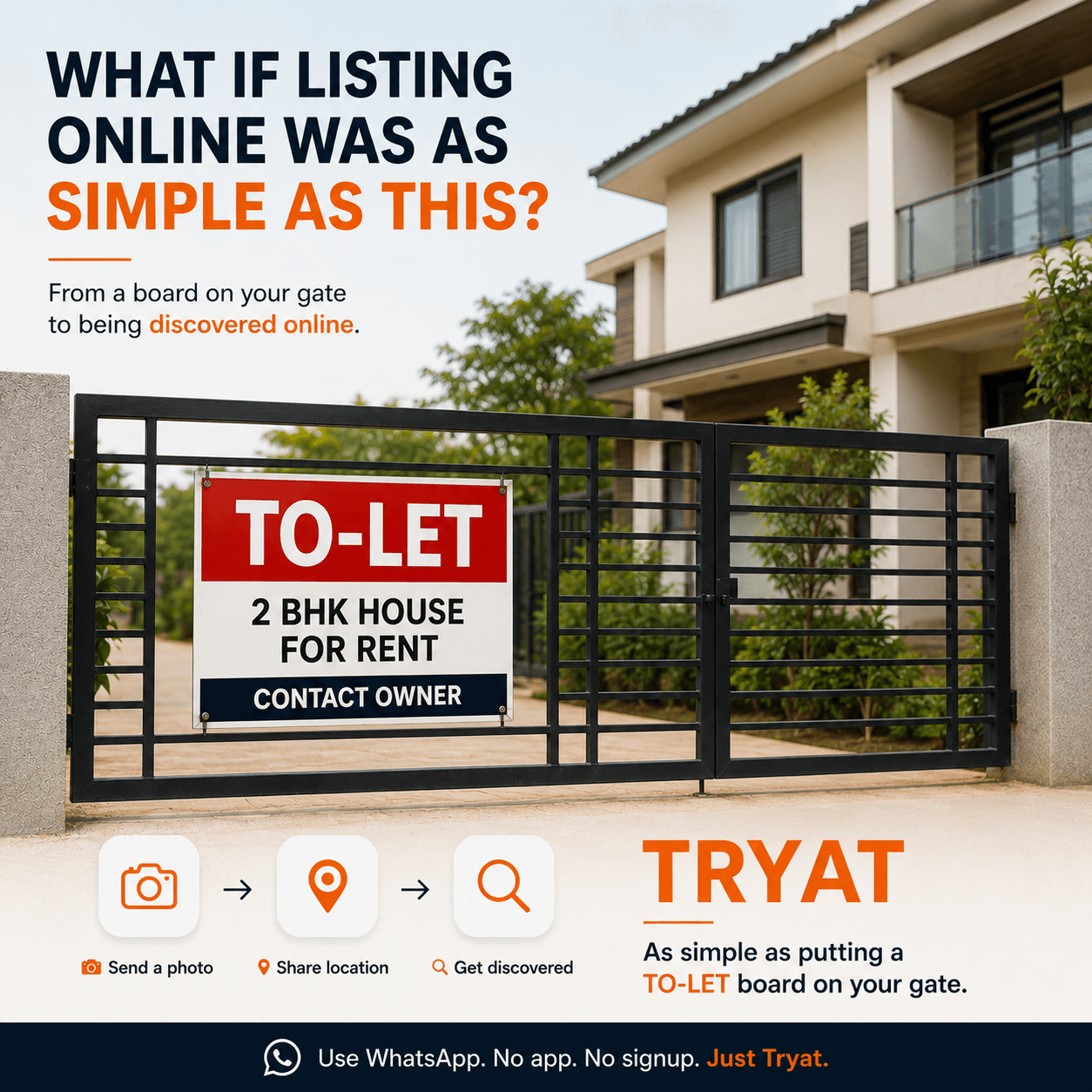 Tryat — as simple as putting a TO-LET board on your gate